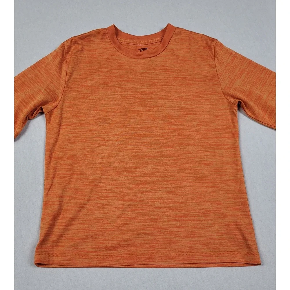 Tek Gear Boys Size S DryTek Heather Orange Space Dye Long Sleeve Athletic Shirt